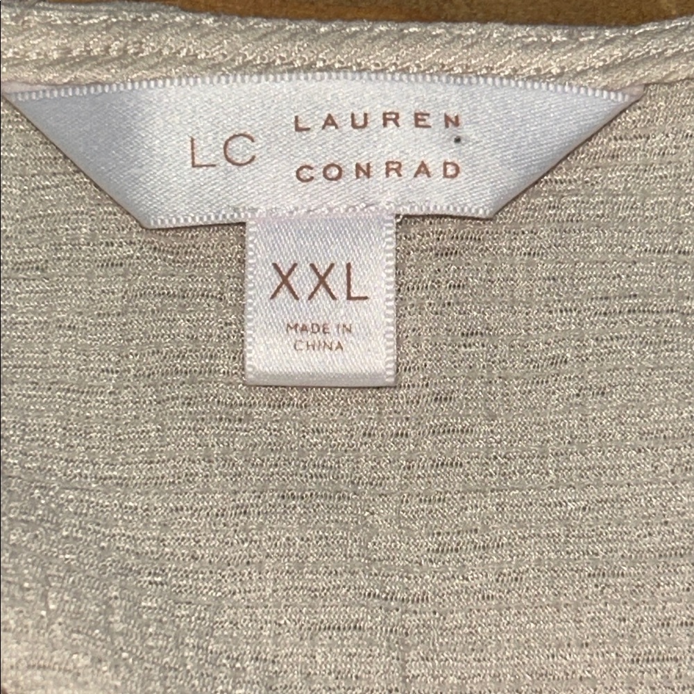 LC Lauren Conrad Cream Ruffle Bell Sleeve Blouse with Sheer Tie Details Size XXL - Picture 7 of 7
